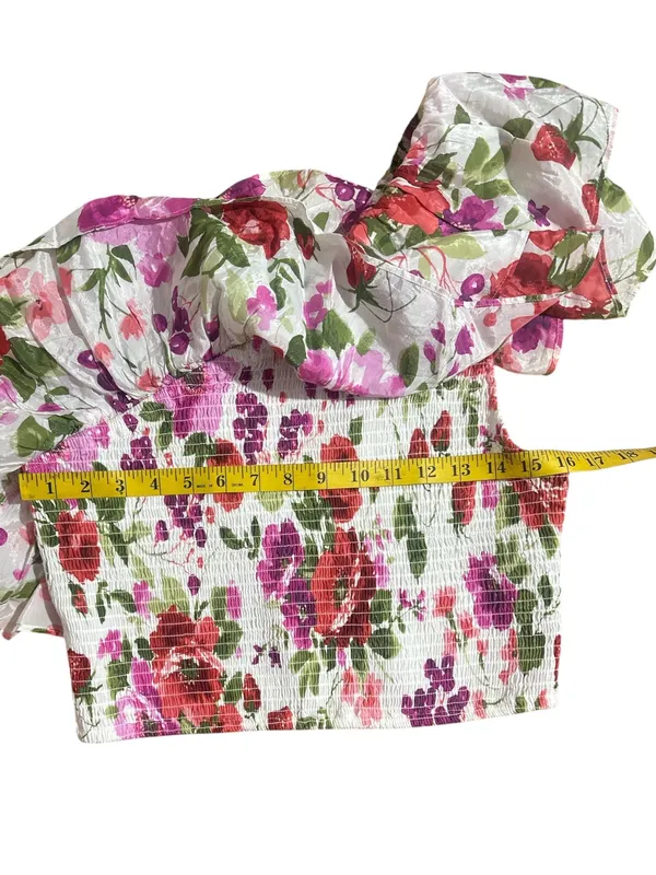 NWOT Abercrombie & Fitch Floral One-Shoulder Ruffle Smocked Top - Size L - Image 4