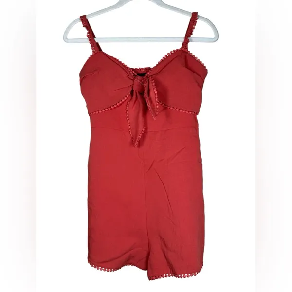 Majorelle Joyce Linen Blend Romper in Red Sz S EUC Summer Sexy Beachy Date - Image 4