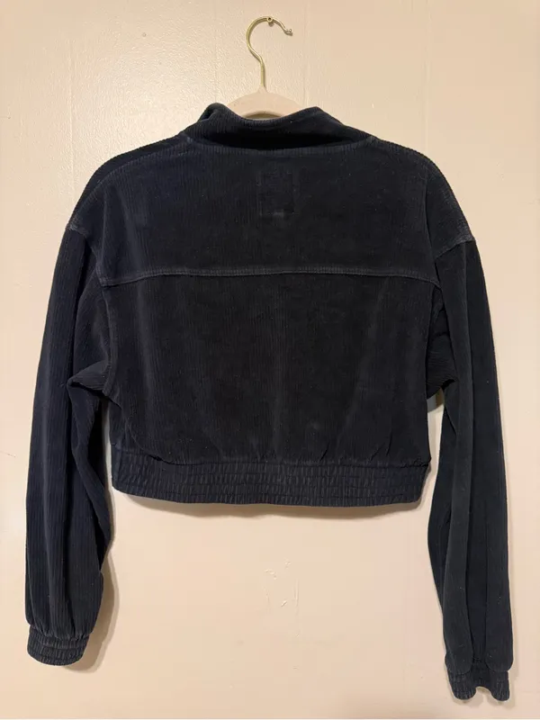 aerie Cropped Corduroy Utility Jacket - black XS - Image 5