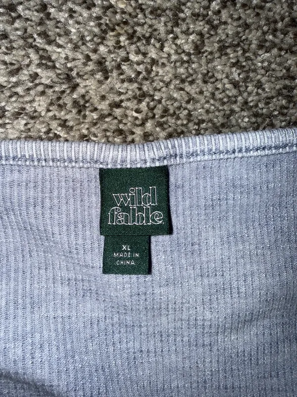 Wild Fable Ribbed Short Sleeve V-Neck Crop Top Light Blue Size XL - Image 2