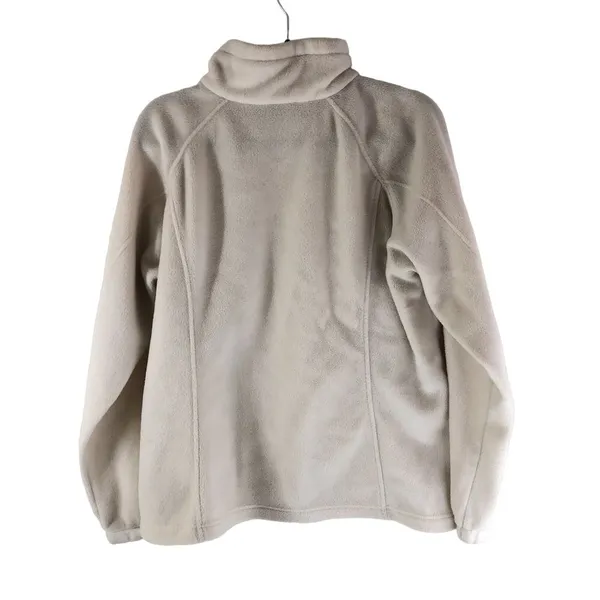 Columbia Womens Fleece Jacket Full Zip Pockets Cinch Waist Ivory 1X - Image 4