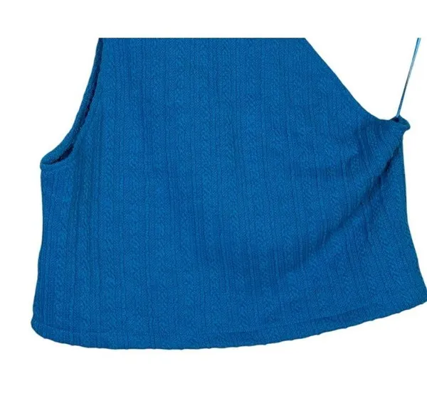 NWT Zara Cut Out Cable Knit Sleeveless Stretch Cropped Top Round Neck L Blue - Image 9