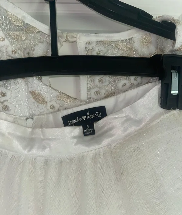 Sequin Hearts White Two Piece Prom Dress - Image 7