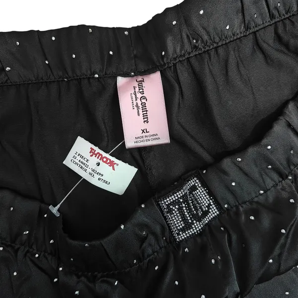 Juicy Couture Black Satin Blinged Womens Pajama Set Size Xlarge - Image 7