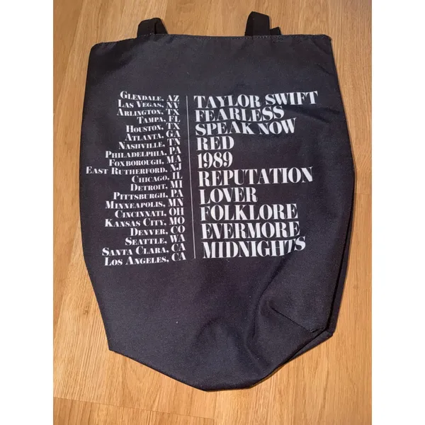 Taylor Swift The Eras Tour Black Canvas Tote Bag North American Dates Swiftie - Image 4