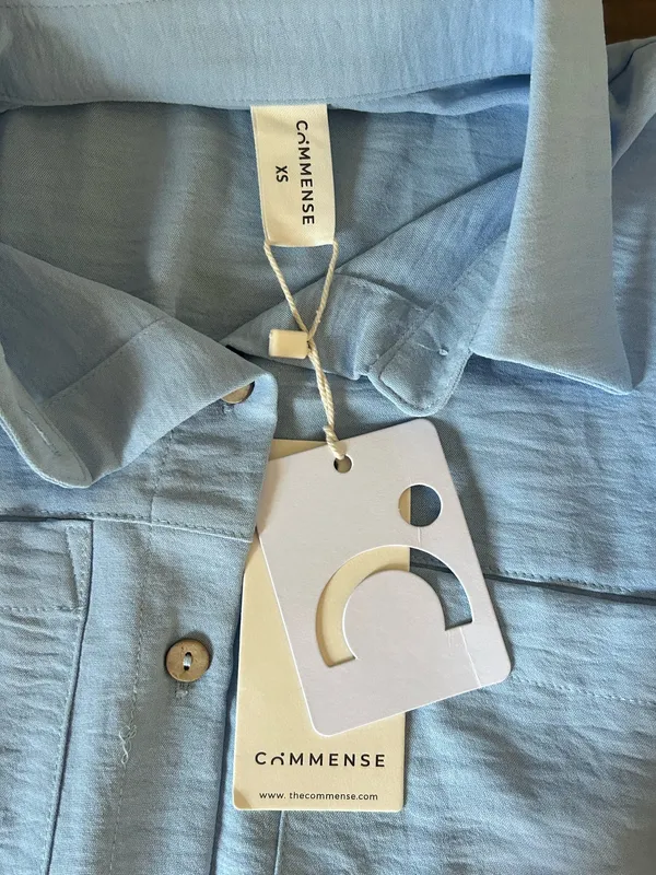 Commence Light Blue Button-Front Mini Shirt Dress XS - Image 5