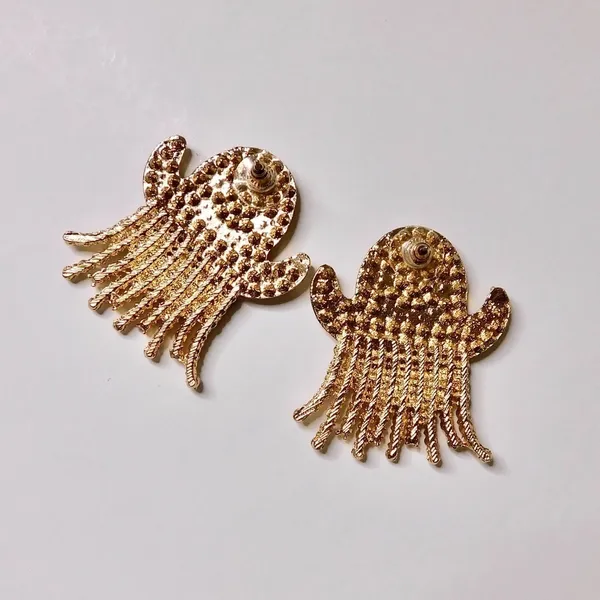 NEW Rhinestone Ghost Stud Earrings Glam Halloween‎ Spooky Spirit Embellished - Image 4