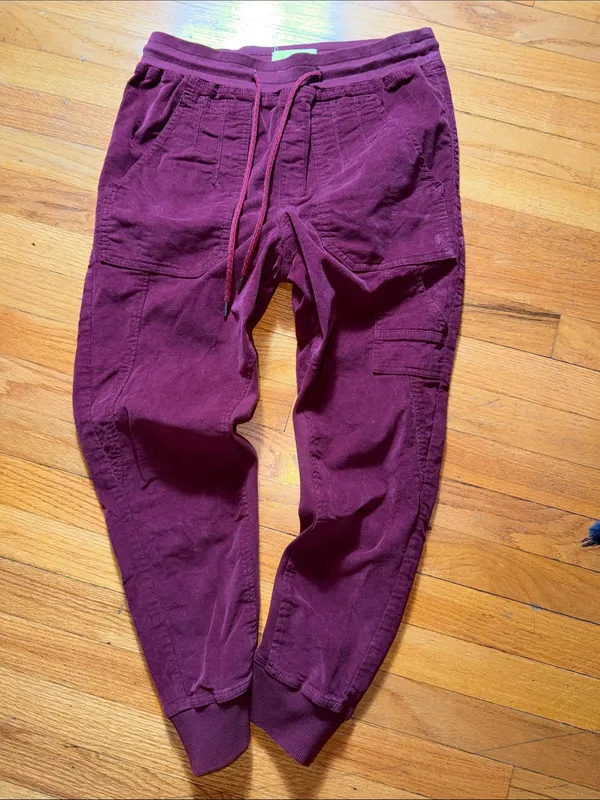 Anthropologie Burgundy Drawstring Jogger Pants - Image 4