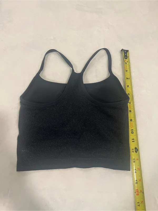 All In Motion Black Glitter Crop Tank Top Sports Bra - Size Small - Image 2