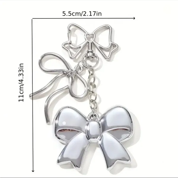 Silver Bow Dangle Earrings Double Ribbon Statement Coquette Chic NWT - Image 3