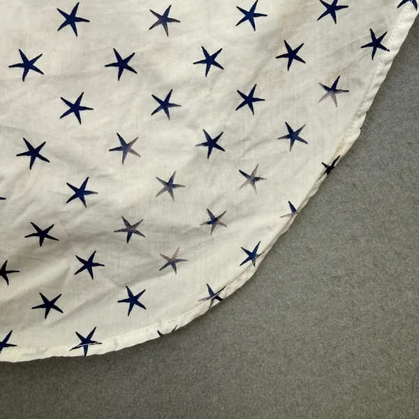 Frank & Eileen Barry White Navy Blue Star Print Cotton Button Down Shirt Small - Image 9