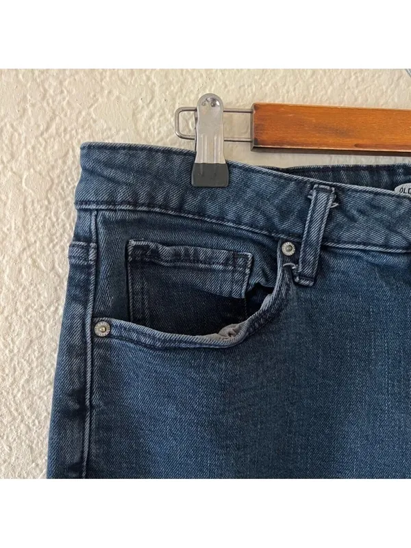Old Navy O.G. Straight Jeans Size 14‎ Tall High Rise Distressed Dark Wash Denim - Image 3