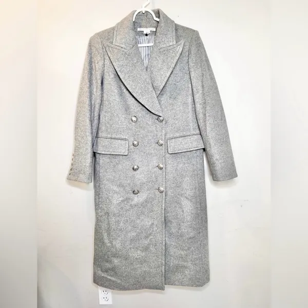 Veronica Beard Nalida Overcoat Grey Size 6 Wool Cashmere Long Cardigan Coat - Image 6
