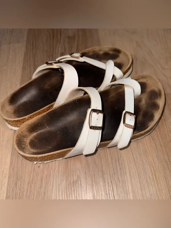 Birkenstock Mayari Birko-Flor Sandals - White & Brown - Size 38 - Image 2
