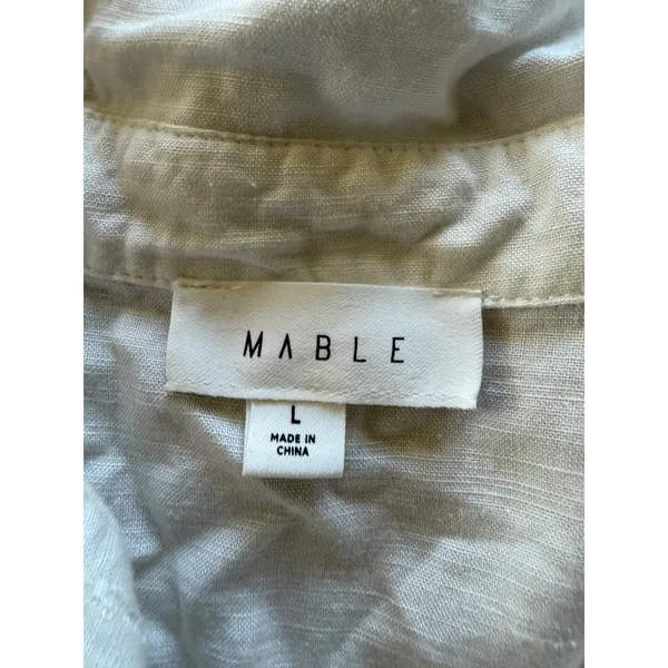 Mable Linen Blend Collared Button Up Short Romper White‎ Size L White Size L - Image 2