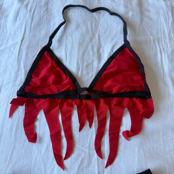 🔥❤️ “Flame Siren” 3-Piece Set – Fiery Red Festival / Cosplay Outfit (Size S, Brand New) ❤️🔥 - Image 4