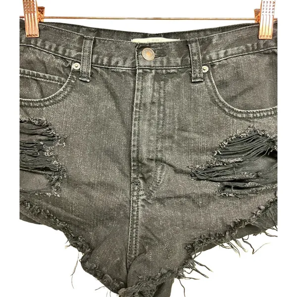 Abercrombie & Fitch Black Distressed Cut Off Jean Shorts Women’s Size‎ 6/28 - Image 3