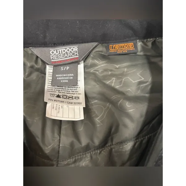 Outdoor Research Black Insulated Ski Pants snow winter size small - Image 2