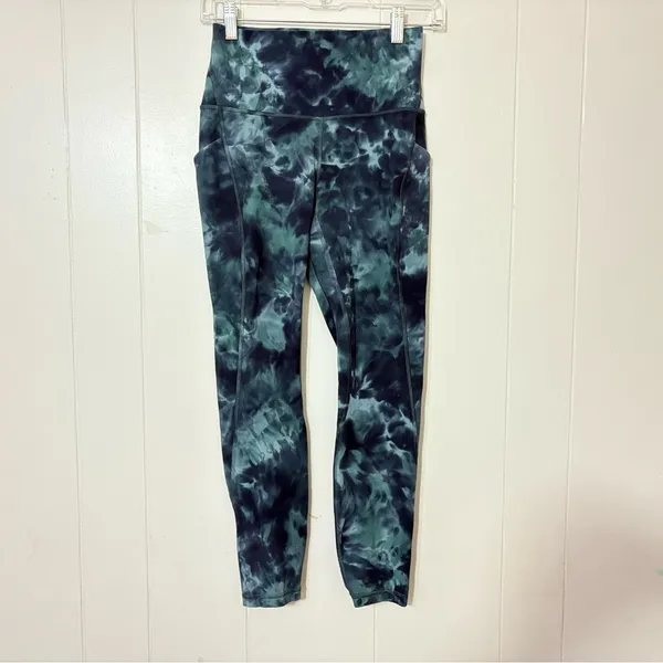 Lululemon Align HR Pant 25” Diamond Dye Silver Blue Tie Water Size 6 - Image 3