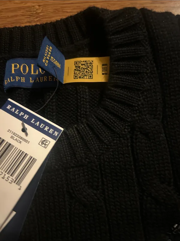 Polo Ralph Lauren Short Sleeve Cable Knit Sweater Beaded Big Pony Logo Black XS - Image 3