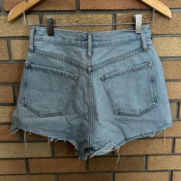 Agolde Dee Short in Digit Button Fly Distressed Hem Denim Jean Shorts Size 26 - Image 6