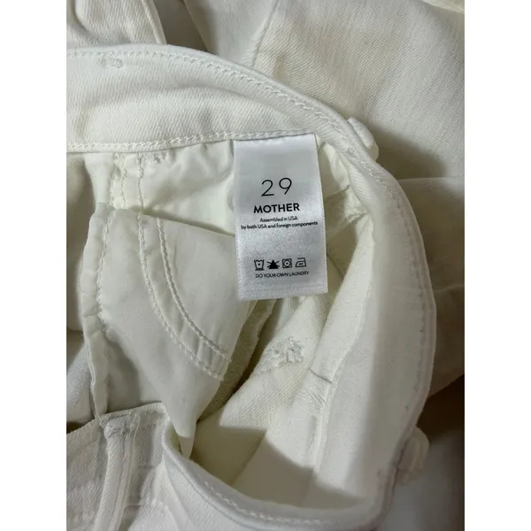 MOTHER The Hustler Ankle Fray Jeans High Rise Flare White Size 29 - Image 6