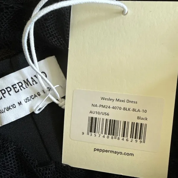 Peppermayo Maxi Dress Lace Sleeveless Wesley Size US 6 Black - Image 3