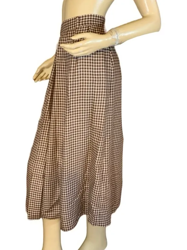 Vintage 1980'S Jh Collectibles Brown, Tan & Blue Plaid Wool Blend Skirt Set (8) - Image 8