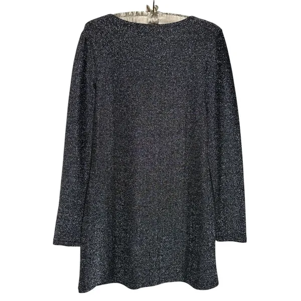 Reformation Dress M Riley‎ Fit & Flare Long Sleeve Metallic Dress Sparkly LBD - Image 6