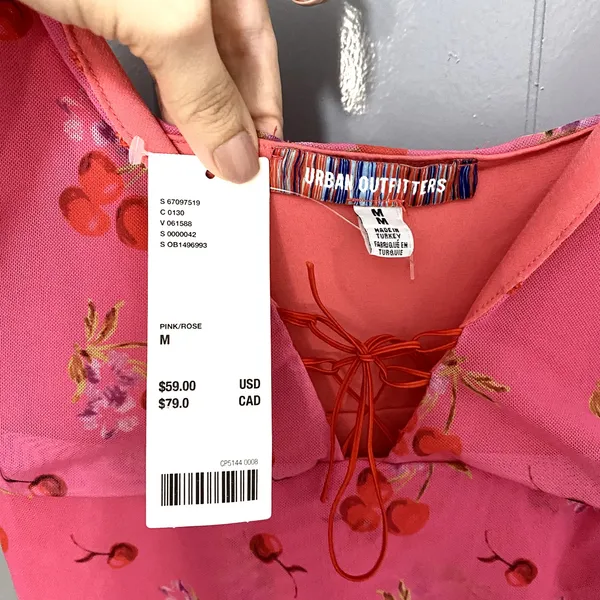 NEW Urban Outfitters Pink Cherry Mesh Summer Bright Side Lace-up Mini Dress M - Image 5