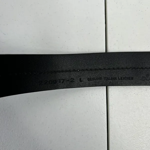 Olga Santini Women's Size L Leather Belt Black DOUBLE‎ OO Buckle Silver Toned - Image 6
