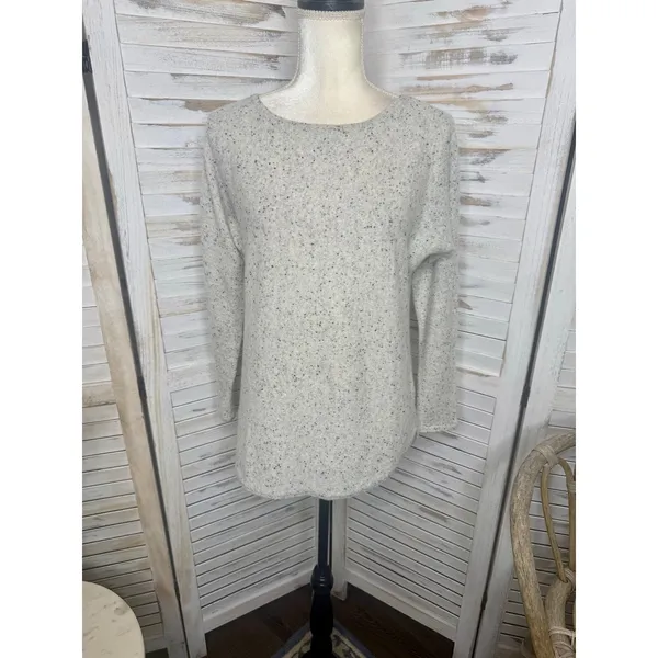 CHARTER CLUB LUXURY CASHMERE Womens M 100% Cashmere Sweater Beige Speckled Black - Image 3