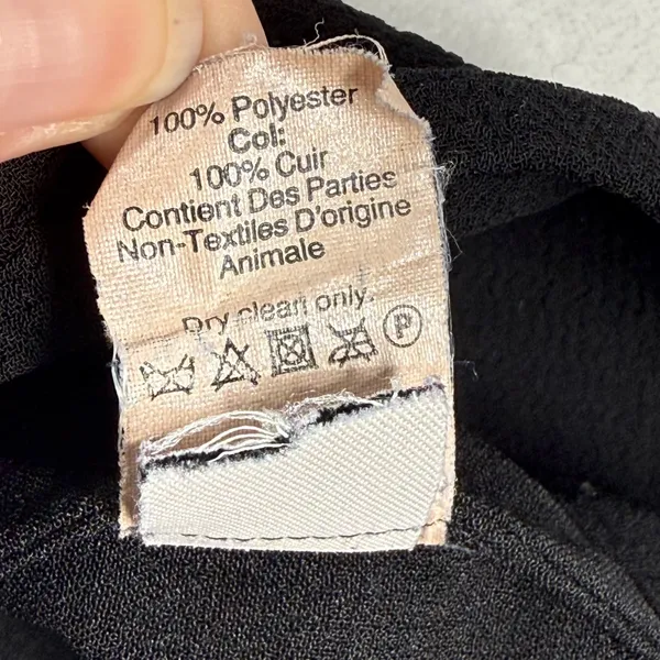 Madewell Black Top Leather Trim Short Sleeve High Low Hem Blouse Size‎ L - Image 7