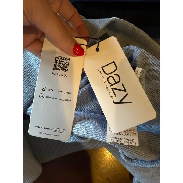 Dazy Plus Sweatshirt Women 3XL Blue NWT Bow Heart Embroidered Oversized Pullover - Image 10