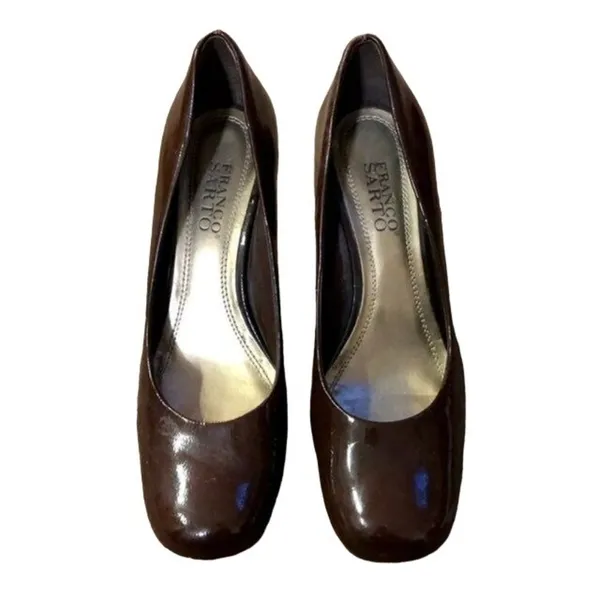 Franco Sarto Brown Patent Leather Pumps Womens 8 Used Classic - Image 12