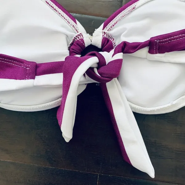 Target Xhilaration Bandeau Bikini Top - White & Purple Stripes | Size: S - Image 5