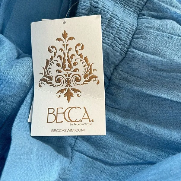 Becca Gauzy Smocked Waist Pants, Swim coverup, Coastline, Medium, NWT - Image 8