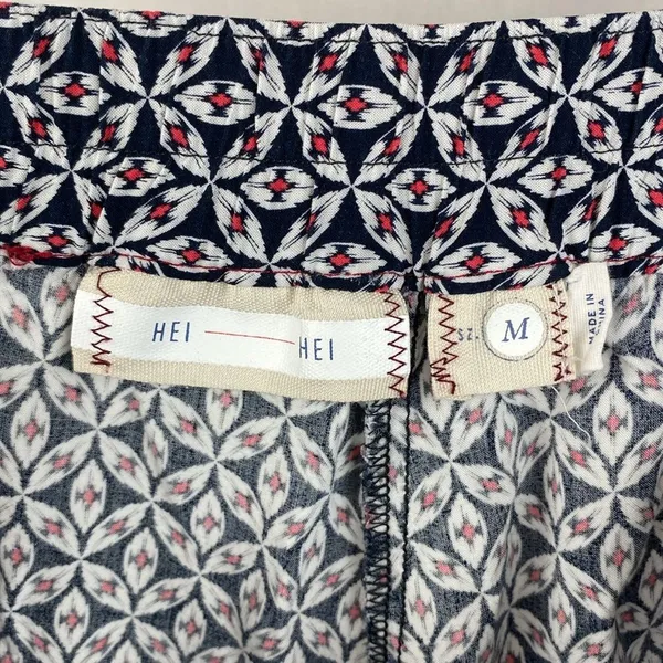 Anthropologie Hei Hei Blue White & Red Print Casual Pants M - Image 5
