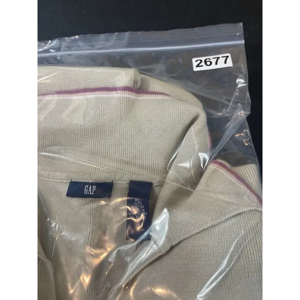 Vintage 2001 GAP Polo Tennis Knit Sweater XL Beige Short Sleeve Preppy Y2K NWT - Image 12