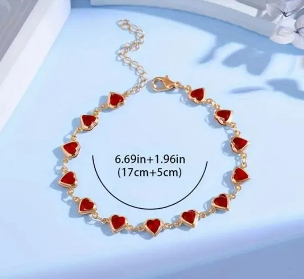 Elegant Heart Charm Bracelet in Gold with Multicolor Accents - Image 5
