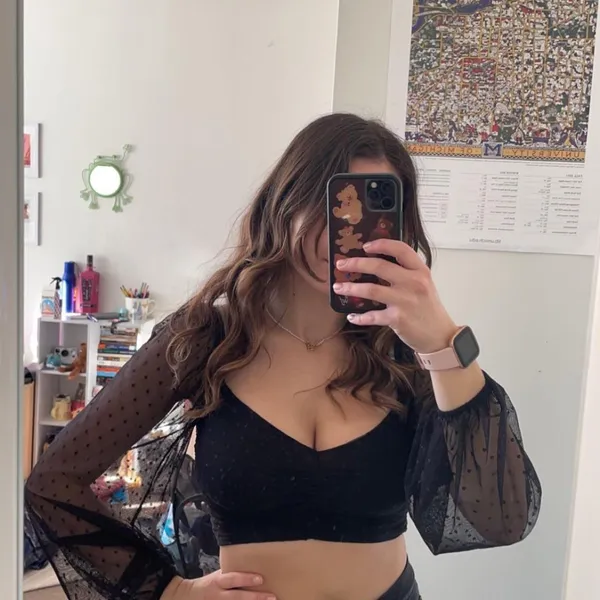 Blue Blush Black Dressy Crop Top - Image 3