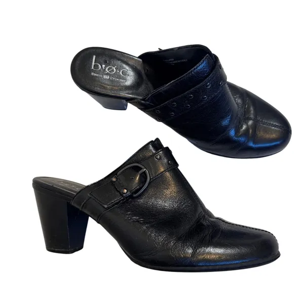 BOC Black Patent Leather Clog Mule Womens 9 Fall Casual Heels Boho Slip On - Image 2