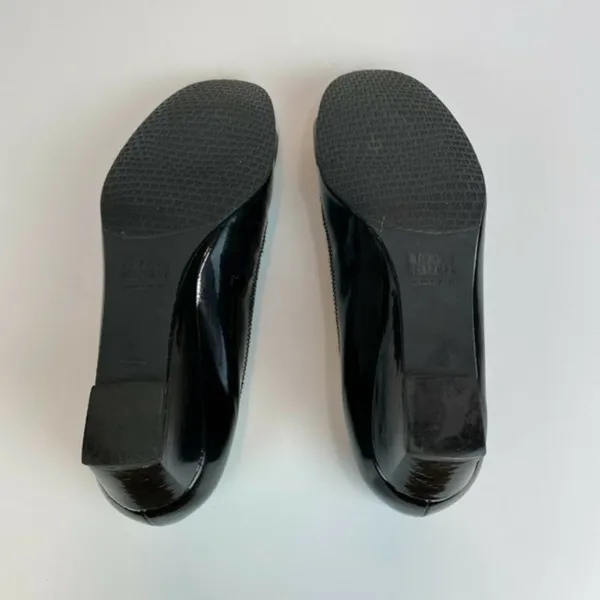 Stuart‎ Weitzman Wedge Heels 5.5 Black Patent Leather Silver Bow Office Career - Image 8
