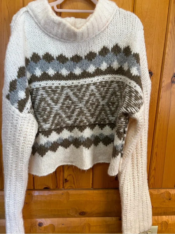 Free People Alpine Women's Pullover Sweater in Snowy Forest size Medium - Image 3