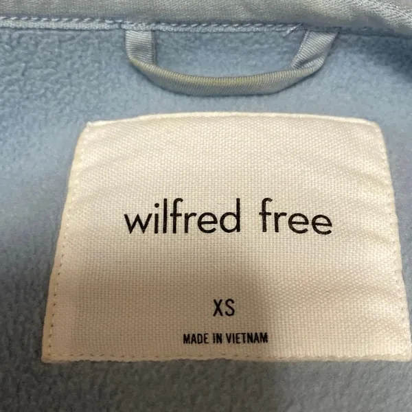 Aritzia Wilfred Free Blue Faux Sherpa Long Sleeve Snap Longline Jacket Size XS - Image 5