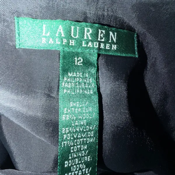 Lauren Ralph Lauren Gray Herringbone Wool‎ Blend Flounce Hem Trumpet Skirt 12 - Image 3