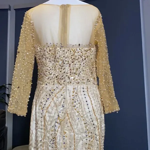 Women’s Gold Fully Beaded Dress M **READ DESCRIPTION** - Image 7