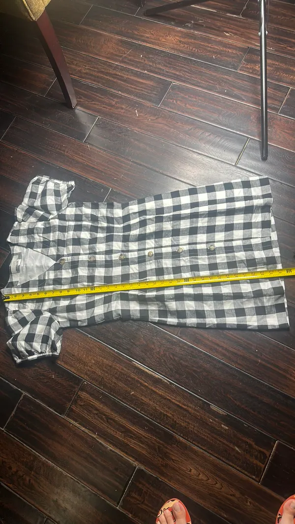 Checkered casual dress v-neck button down work retro coastal business casual - Image 7