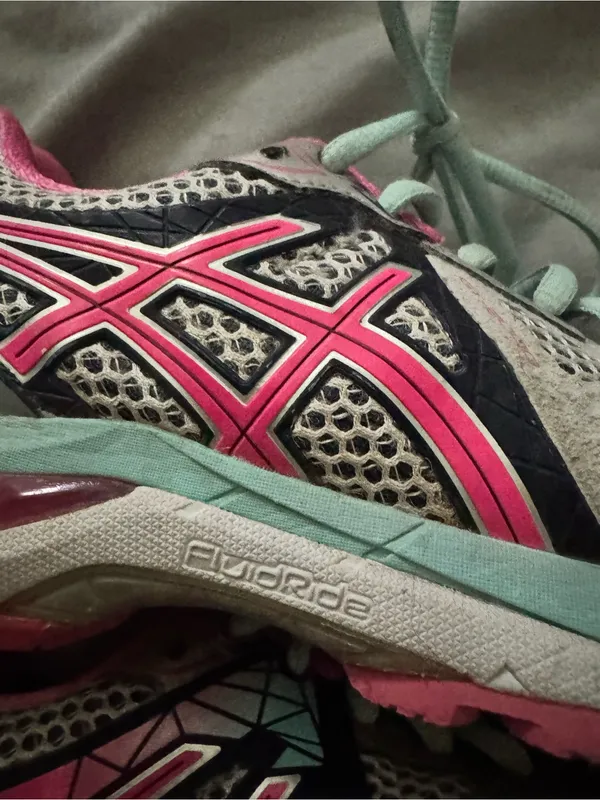 ASICS Women's Gray, Pink & Mint Lace-Up Running Shoes - Image 4