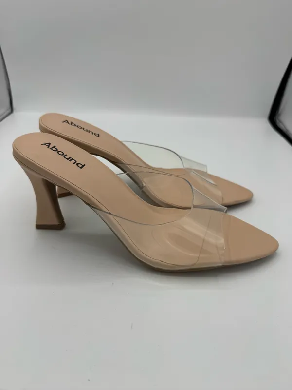 Abound Heels Women 7.5 Tan Good Clear PVC Strap Sculpted Block Heel Pointed Toe - Image 6